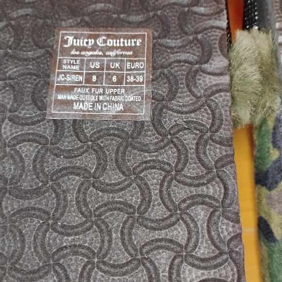 NEW Juicy Couture Sz 8 Faux Fur Slides - Camouflage - Picture 9 of 10